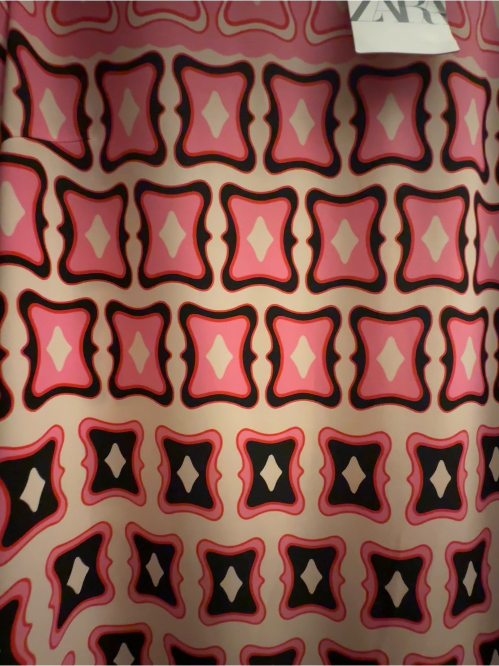 ZARA Pink & Black Geometric Long Sleeve Mod Dress (rare & retired)- NWT - Picture 5 of 8
